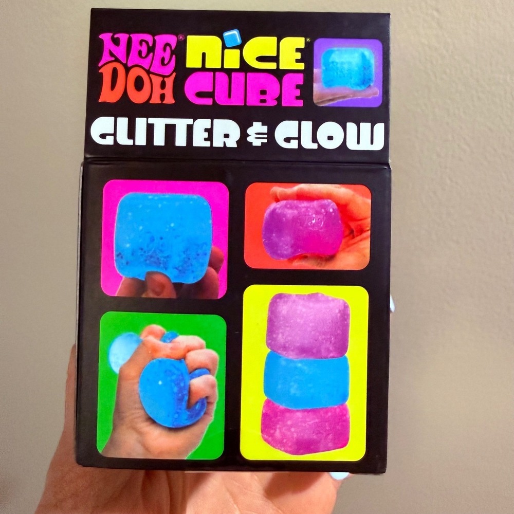 NeeDoh Nice Cube Glitter Glow Squishy Toy‎ Purple Nee Doh Fidget Schylling NEW - Picture 6 of 6